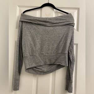 Cropped Off the Shoulder Grey Top